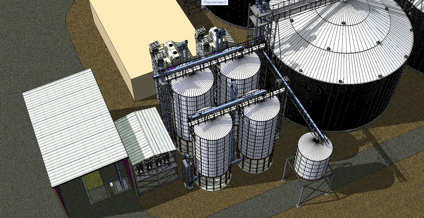 3D схема зернового элеватора