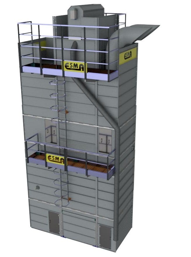 Двузонная зерносушилка ESMA с полной рекуперацией и рециркуляцией тепла